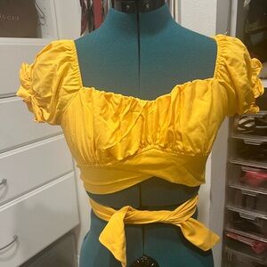 yellow wrap crop top